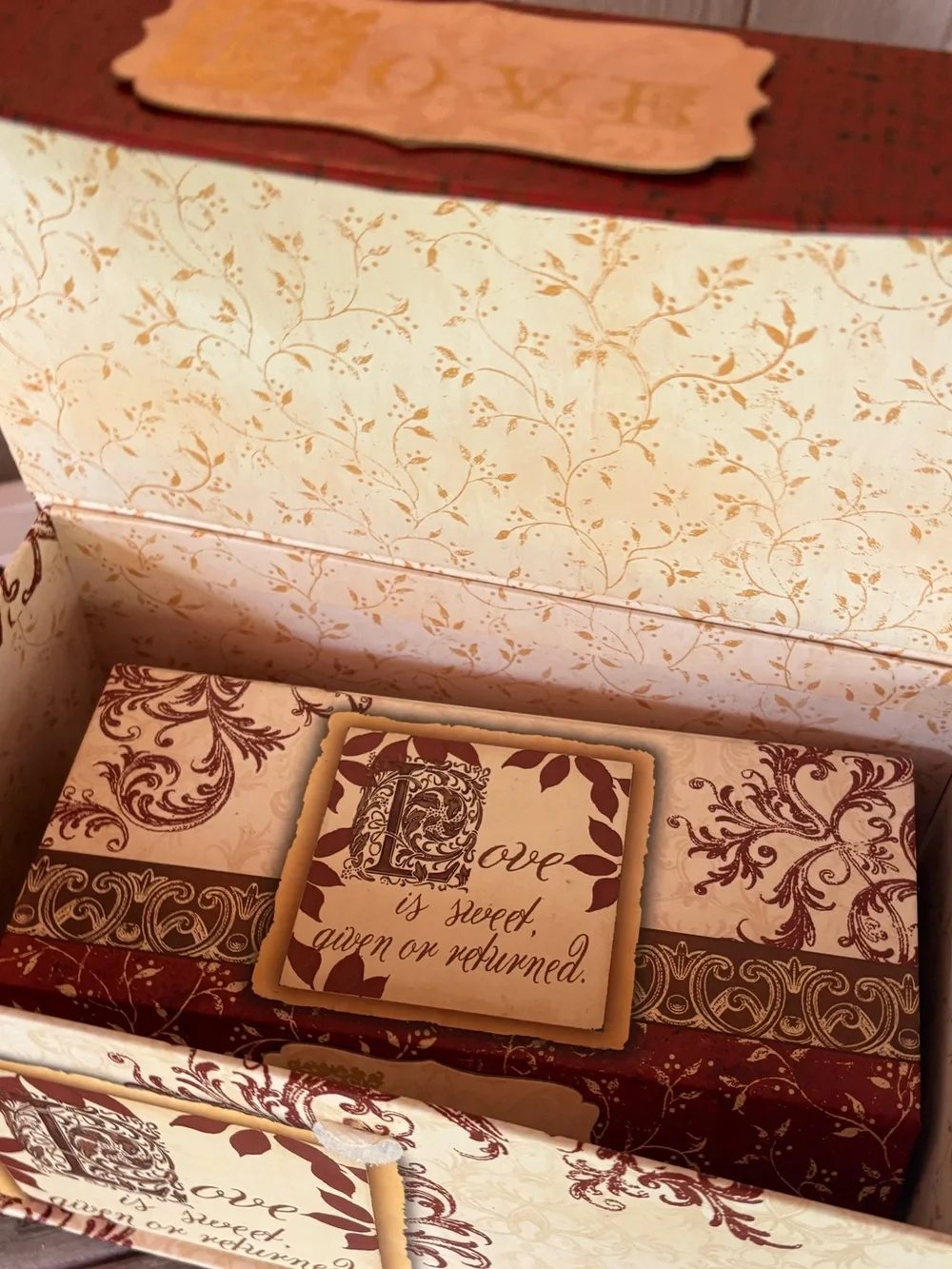 Red and Cream Decorative 'Love' Storage Boxes - Set of 2